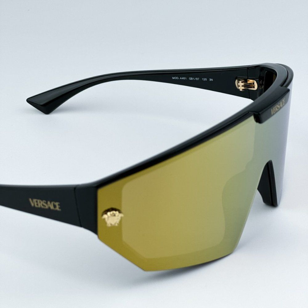 NEW Versace VE4461 GB1/87 Black Dark Grey Mirror Gold Detachable Lens Sunglasses - Picture 10 of 15